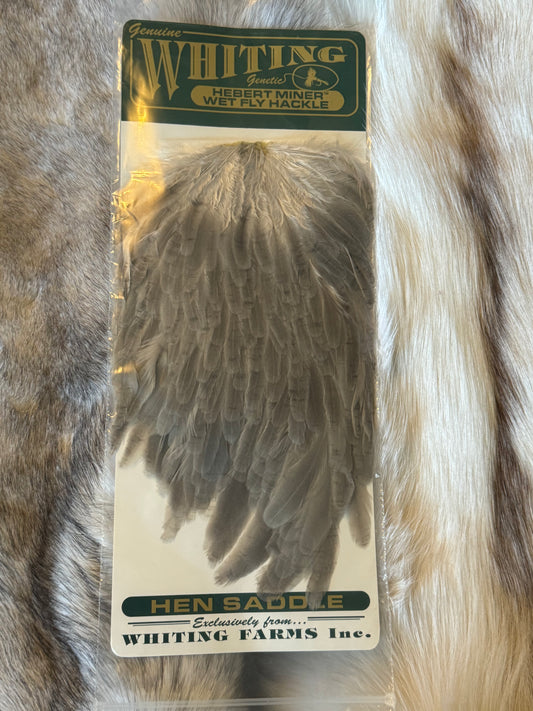 Whiting Farms - Hebert Miner Wet fly Hackle - Medium Grey Dun Hen Hackle