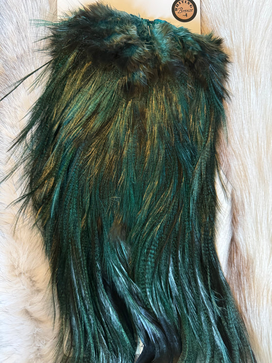 Whiting Capes - COQ DE LEON - Rooster Saddle (Bronze) - Pardo Dyed Silver Dr. Blue