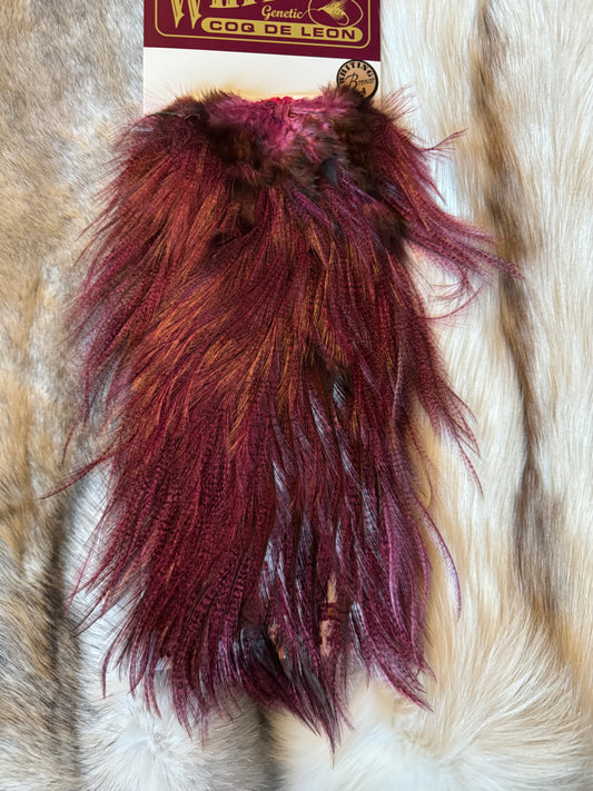 Whiting Capes - COQ DE LEON - Rooster Saddle (Bronze) - Badger Dyed Pink